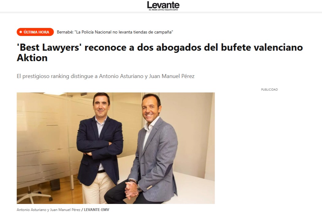'Best Lawyers' reconoce a dos abogados del bufete valenciano Aktion