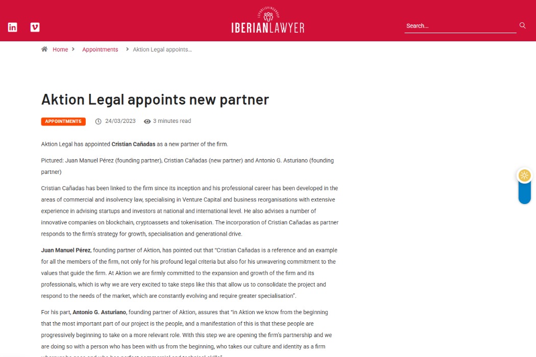 Aktion Legal appoints new partner