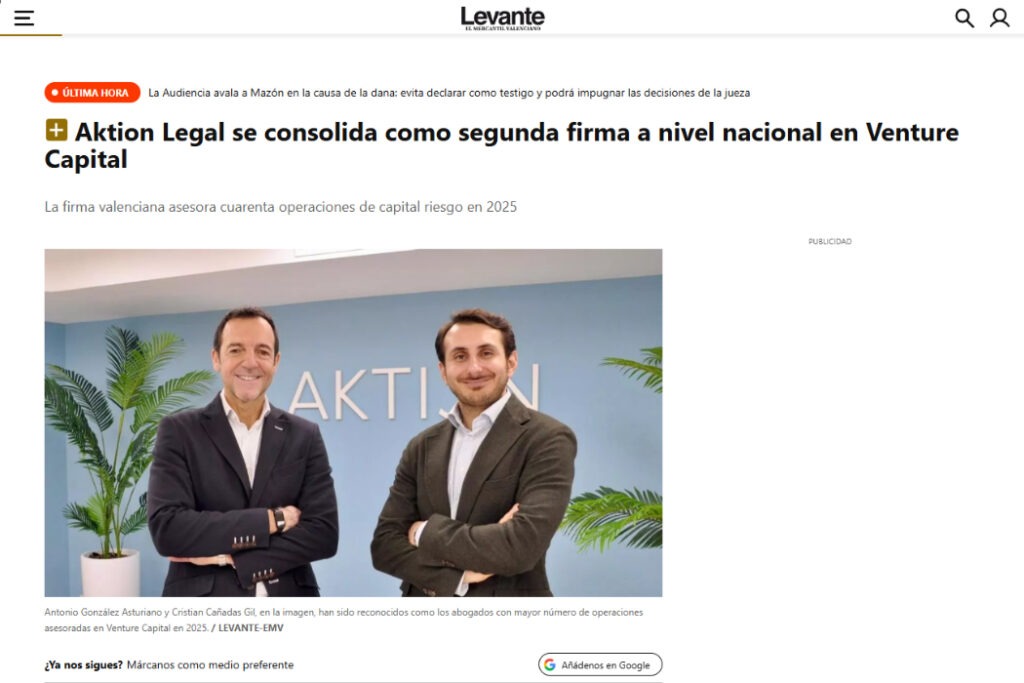 Aktion Legal se consolida como segunda firma a nivel nacional en venture capital